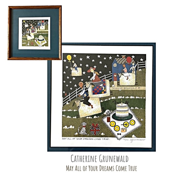 Catherine Grunewald signed folk art print May All of Your Dreams Come Tr… - Picture 1 of 7